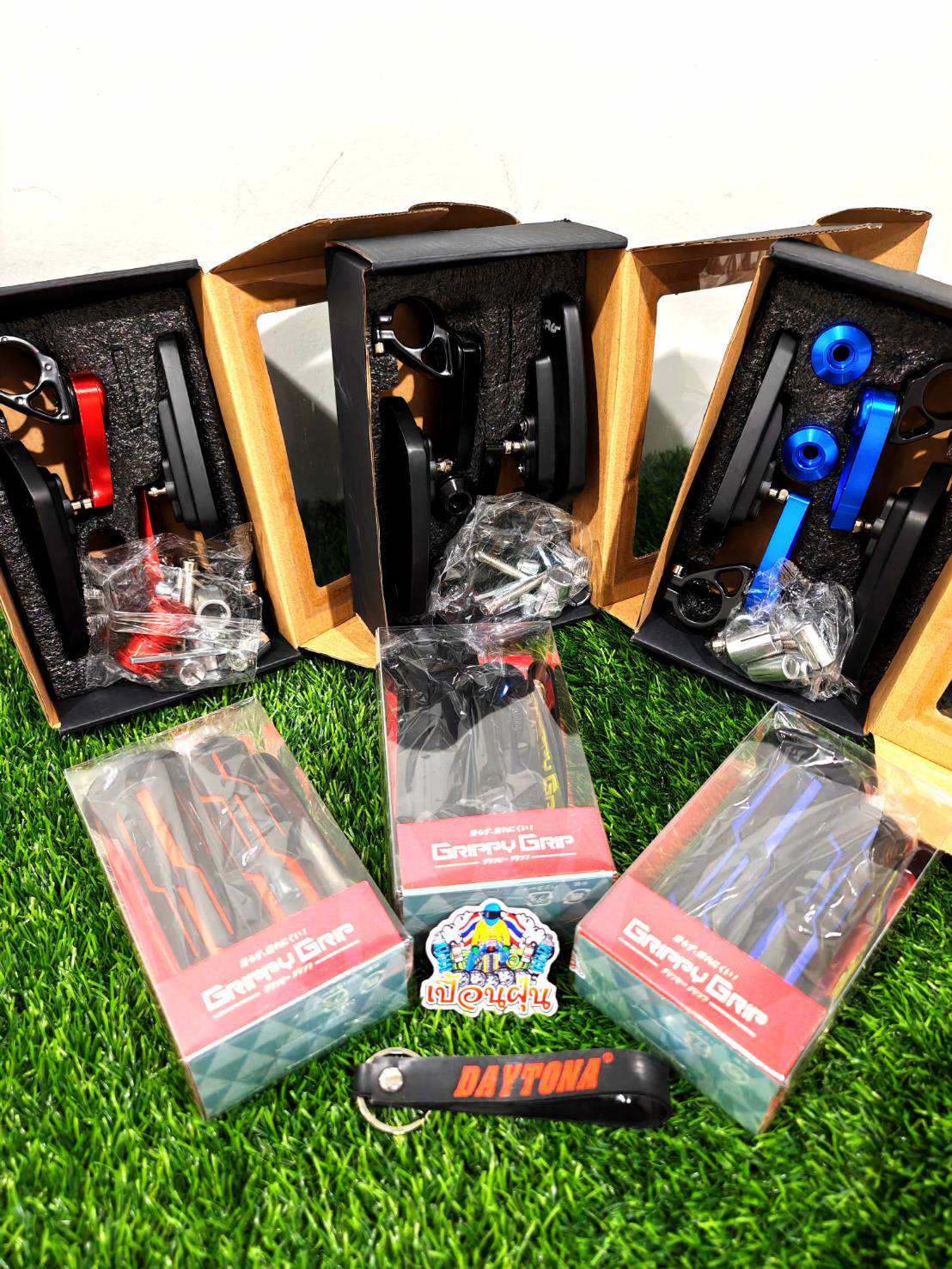 เซ็ตกระจกปลายแฮนด์ + ปลอกแฮนด์ ROCKY ปลายเปิด